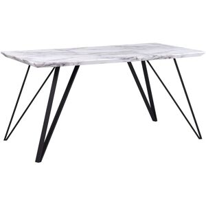 Table Basse 150 x 80 cm Blanc Effet Marbre Avec Pieds Noirs de Style Glamour et Rétro pour Salon Moderne Beliani Noir - Publicité