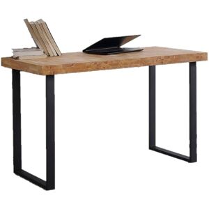 Skraut Home - Bureau - Table d'étude - Modèle Naturel - 120 x 60 x 73 cm - Bureau - Salon - Salle à manger - Couleur Bois de Chêne - Pieds en Métal Noir - Bureau de Style Nordique - Publicité