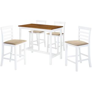 Vidaxl - Table et chaises de bar 5 pcs Bois massif Marron et blanc - Publicité