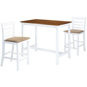 Vidaxl - Table et chaises de bar 3 pcs Bois massif Marron et blanc - Publicité
