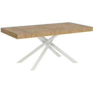 ITYHOME Table extensible 180x90/284 cm Karida Chêne Nature cadre Blanc - Publicité