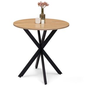IDMARKET Table à manger ronde alix 2-4 personnes pied araignée bois et noir 80 cm - Bois-clair - Publicité