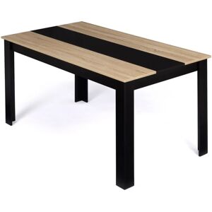 IDMARKET Table à manger rectangle georgia 8 personnes noire et imitation hêtre 160 x 90 cm - Noir - Publicité