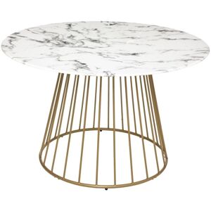 Atmosphera - Table à manger Rayo blanc effet marbre doré D120cm créateur d'intérieur - Blanc - Publicité