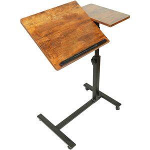 SKECTEN Table réglable pour ordinateur portable, avec roulettes, support inclinable, HxLxP: 58-90x60x34,5 cm, brun ancien - Publicité