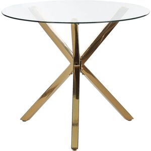 BELIANI Table à Manger Ronde Glamour et Moderne ⌀ 90 cm 4 Places en mdf Plateau Doré Savoni - Doré - Publicité