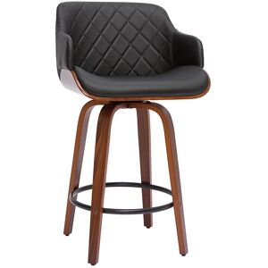 MILIBOO Tabouret de bar design pivotant 360° noir et bois foncé H65 cm lucien - Noyer / noir - Publicité