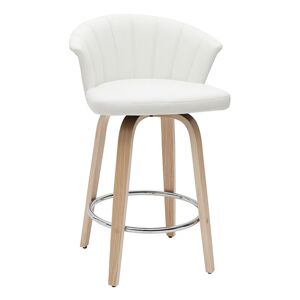 MILIBOO Tabouret de bar design pivotant blanc et bois clair H65cm albin - Bois clair / blanc - Publicité