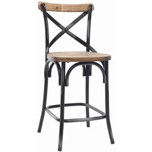 MILIBOO Tabouret de bar industriel en bois et métal vieilli noir 65 cm jake - Noir - Publicité