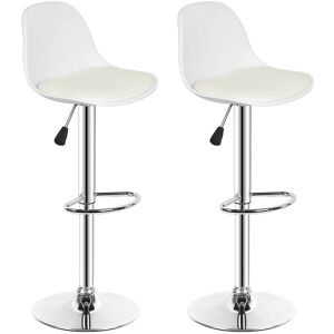 Dazhom - Lot de 2 Tabouret de Bar,en Cuir PU,Reglable en Hauteur et Pivotant,Design Moderne-Blanc - Publicité