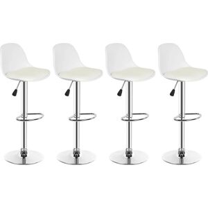 Dazhom - Lot de 4 Tabouret de Bar,en Cuir PU,Reglable en Hauteur et Pivotant,Design Moderne-Blanc - Publicité