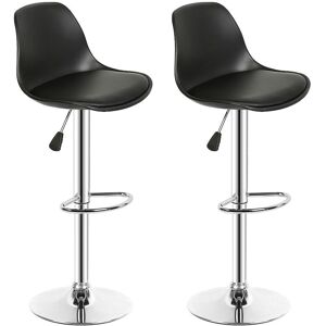 Sifree - Tabouret Bar Haut Lot de 2, Chaise de Bar Hauteur Réglable et Pivotant à 360°, Tabouret Bar avec Dossier, Tabouret Cuisine en Simili Cuir, Noir - Black - Publicité