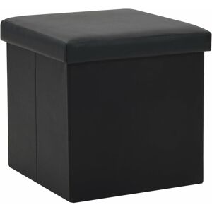 Tabouret de rangement pliable Noir Similicuir Vidaxl Black - Publicité