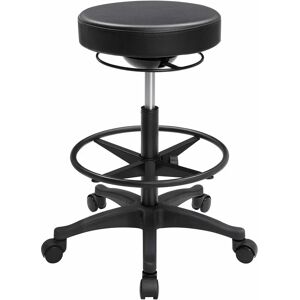 Songmics - Tabouret de travail, Siège haut, Tabouret dynastique ergonomique, Tabouret de bureau assis-debout, pivotant et réglable, 59,5-81 cm, avec repose-pieds circulaire réglable, Noir OSC007B01 - Publicité