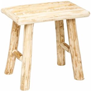 Atmosphera - Tabouret en bois Woody - H.32 cm - Naturel - 34 x 24 x 32 - Beige - Publicité