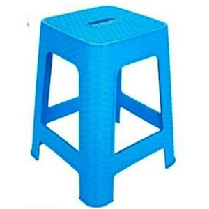 Trade Shop Traesio - Tabouret En Rotin Plastique Bleu Clair h 45,5 Cm Chaise Accessoires D'ameublement - Publicité