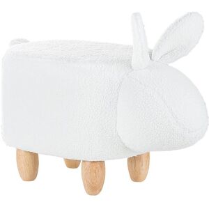 Petit Tabouret pour Enfant en Forme de Lapin en Tissu Coton Blanc et Pieds en Bois d'Hévéa 36 cm de Hauteur Beliani Bois clair - Publicité