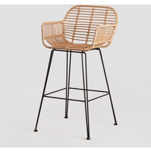 Sklum - Tabouret Haut en Rotin Synthétique Eska Noir ↑75 cm - Noir ↑75 cm - Publicité