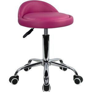 KKTONER Tabouret à roulettes de Bureau Tabouret de Travail réglable en Hauteur 46-62cm en Cuir synthétique Rose - Publicité