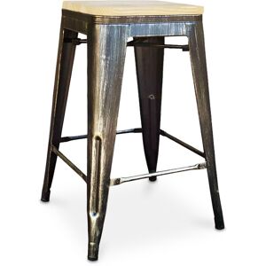 Tolix Style - Tabouret de bar design industriel - bois et acier - 61cm - Stylix Bronze métallisé - Bois, Acier - Bronze métallisé - Publicité