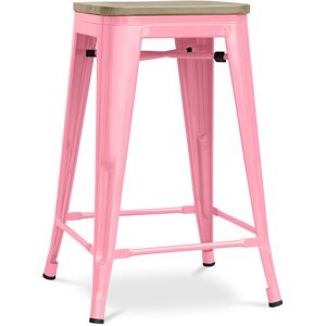 TOLIX STYLE Tabouret de bar design industriel - bois et acier - 61cm - Stylix Rose - Bois, Acier - Rose - Publicité