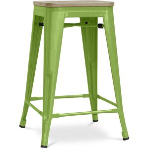 Tolix Style - Tabouret de bar design industriel - bois et acier - 61cm - Stylix Vert clair - Bois, Acier - Vert clair - Publicité