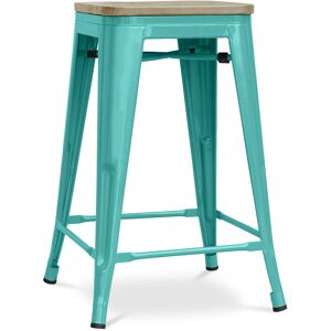 TOLIX STYLE Tabouret de bar design industriel - bois et acier - 61cm - Stylix Vert pastel - Bois, Acier - Vert pastel - Publicité