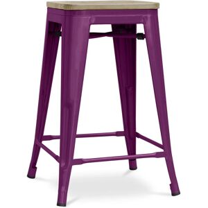 TOLIX STYLE Tabouret de bar design industriel - bois et acier - 61cm - Stylix Violet - Bois, Acier - Violet - Publicité