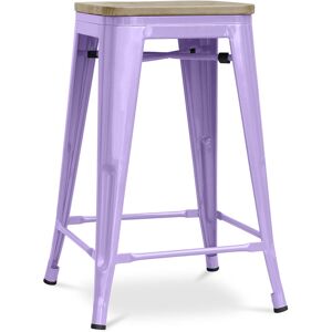 Tolix Style - Tabouret de bar design industriel - bois et acier - 61cm - Stylix Violet pastel - Bois, Acier - Violet pastel - Publicité