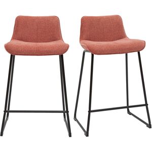 MILIBOO Tabourets de bar en tissu effet velours texturé terracotta et métal H65 cm (lot de 2) boost - Terra Cotta - Publicité