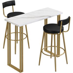 L&H-CFCAHL Ensemble table et chaises de bar, 1 table de bar et 2 chaises de bar, quatre chaises de loisirs avec pieds en métal, table à manger rectangulaire - Publicité