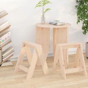 The Living Store - Tabourets lot de 2 40x40x45 cm bois massif de pin Brun - Publicité