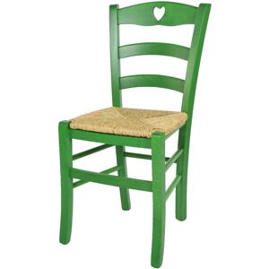 T M C S Tommychairs - Chaise cuore pour cuisine, bar et salle à manger, robuste structure en bois de hêtre peindré en couleur aniline verte et assise en paille - Aniline Verte - Publicité