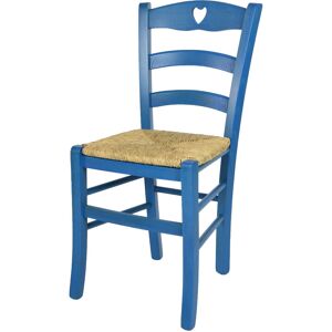 T M C S Tommychairs - Chaise cuore pour cuisine, bar et salle à manger, robuste structure en bois de hêtre peindré en couleur aniline bleue et assise en paille - Aniline Bleu - Publicité
