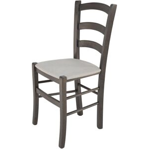 T M C S Tommychairs - Chaise venice pour cuisine, bar et salle à manger, robuste structure en bois de hêtre peindré en aniline gris foncé et assise - Publicité