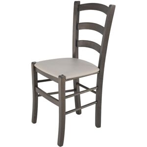 T M C S Tommychairs - Chaise venice pour cuisine, bar et salle à manger, robuste structure en bois de hêtre peindré en aniline grise foncée et assise - Publicité