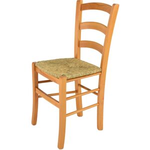 T M C S Tommychairs - Chaise venice pour cuisine, bar et salle à manger, robuste structure en bois de hêtre peindré en couleur miel et assise en paille - Miel - Publicité