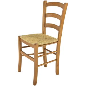T M C S Tommychairs - Chaise venice pour cuisine, bar et salle à manger, robuste structure en bois de hêtre peindré en couleur chêne et assise en paille - Publicité