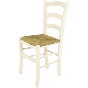 T M C S Tommychairs - Chaise venice pour cuisine, bar et salle à manger, robuste structure en bois de hêtre peindré en couleur anilnie blanche et assise en - Publicité