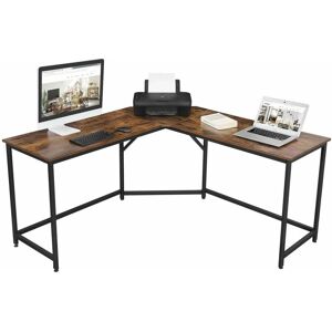 Vasagle - Bureau d'Angle, Table en Forme de l, pour Travailler et réviser, Bureau à Domicile, Gain d'espace, Montage Facile, Style Industriel, Marron Rustique par songmics LWD73X - Publicité