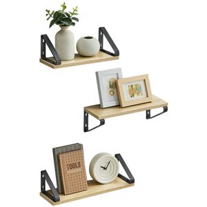 VASAGLE Étagère Murale, Tablette Flottante, Lot de 3, 2 Façons de Montage, Étagère de Rangement Suspendue, pour Salon, Cuisine, Bureau, Salle de Bain, Couleur Chêne et Noir - Publicité