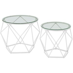 VASAGLE Table Basse Ronde, Lot de 2, Table d'Appoint, Bout de Canapé, Style Moderne, Plateau Amovible, Cadre en Acier, pour Salon, Gris Ardoise et Blanc - Publicité