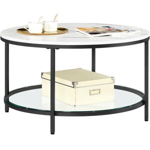 Vasagle - Table Basse, Table de Salon, Table Canapé Apéro, Façon Marbre, Support en Verre Trempé, Facile à Assembler, pour Salon, Style Moderne, Blanc Marbré et Noir LCT071B13 par songmics - Publicité