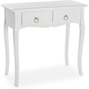 Lyon Meuble d'Entrée Étroit pour Entrée ou Couloir, Table console, avec 2 tiroirs, Dimensions (h x l x l) 77 x 35 x 80 cm, Bois, Couleur: Blanc