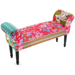 Pink Patchwork Banquette Tabouret Banc Chaise Longue pour le Salon Chambre Bureau, avec accoudoir, Dimensions (H x l x L) 53 x 32 x 100 cm,