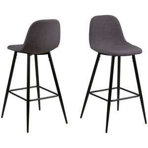 EBUY24 Willy Tabouret de bar en gris avec piètement et repose-pieds en métal noir. Publicité