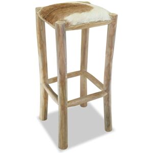 VIDAXL Tabouret de bar Cuir véritable et bois de teck solide - Publicité