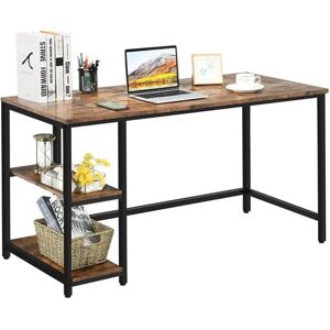 Bureau d'ordinateur, Table de Bureau avec étagère à 2 niveaux à gauche ou à droit, 120 x 55 x 73cm - Marron Rustique & Noir - Wevalley - Publicité