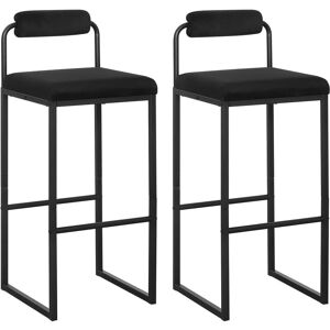 2x Tabourets de Bar en Velours et Métal. Chaise Haute Bar. Design Moderne. Hauteur du Siège 75cm. Noir BH343sz-2 - Noir - Woltu - Publicité