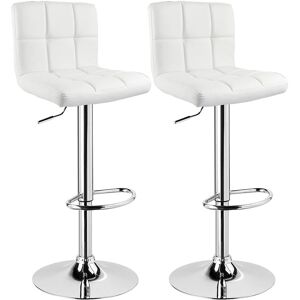 Lot de 2 Tabouret de bar en cuir artificiel.Siège bien rembourré. Tabouret ajustable en hauteur. Blanc - Woltu - Publicité